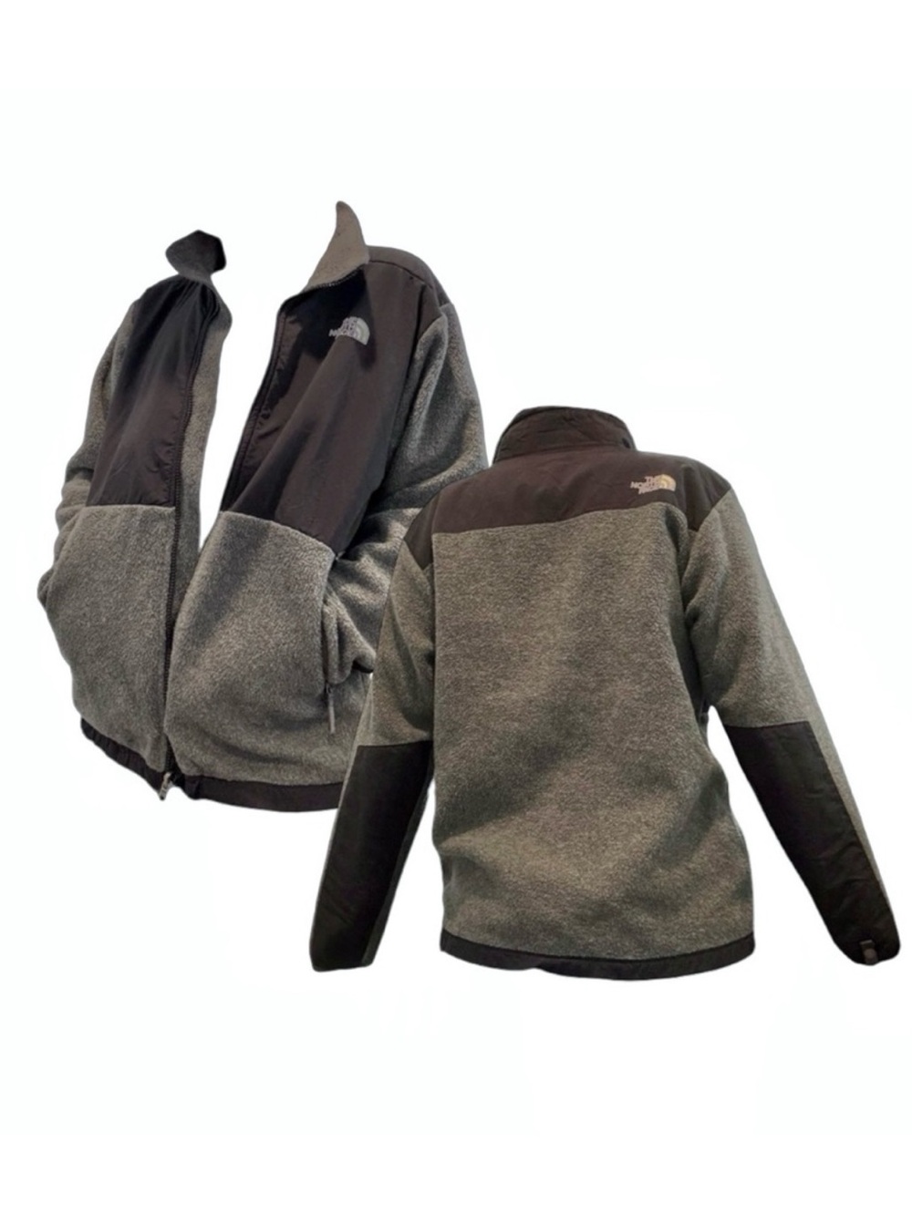 The North Face Gray and Black Sherpa Fleece Jacket